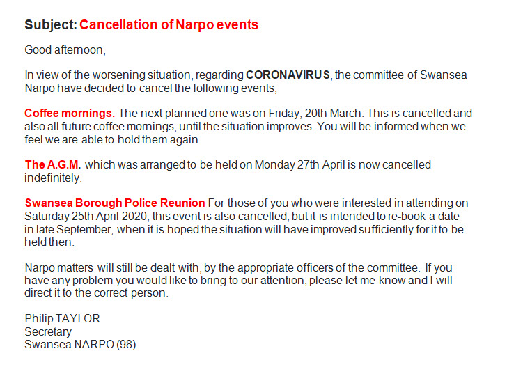 Cancellation of events